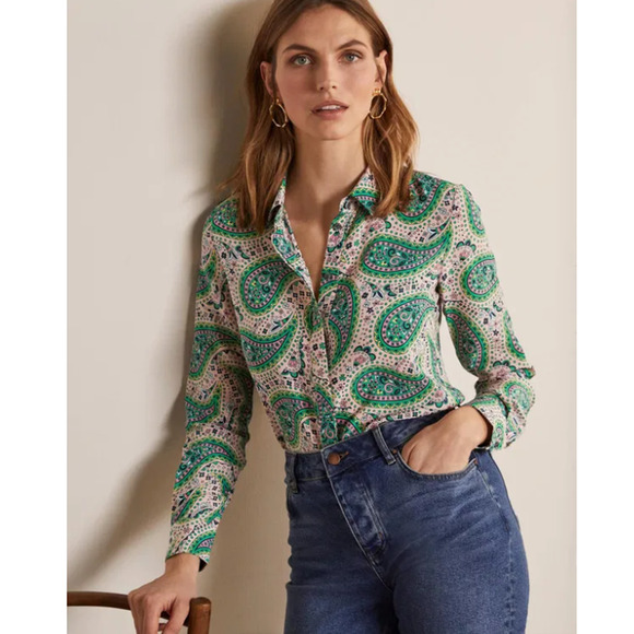 Boden Tops - Boden 100% Silk Shirt in Chalky Pink Groovy Paisley US 4